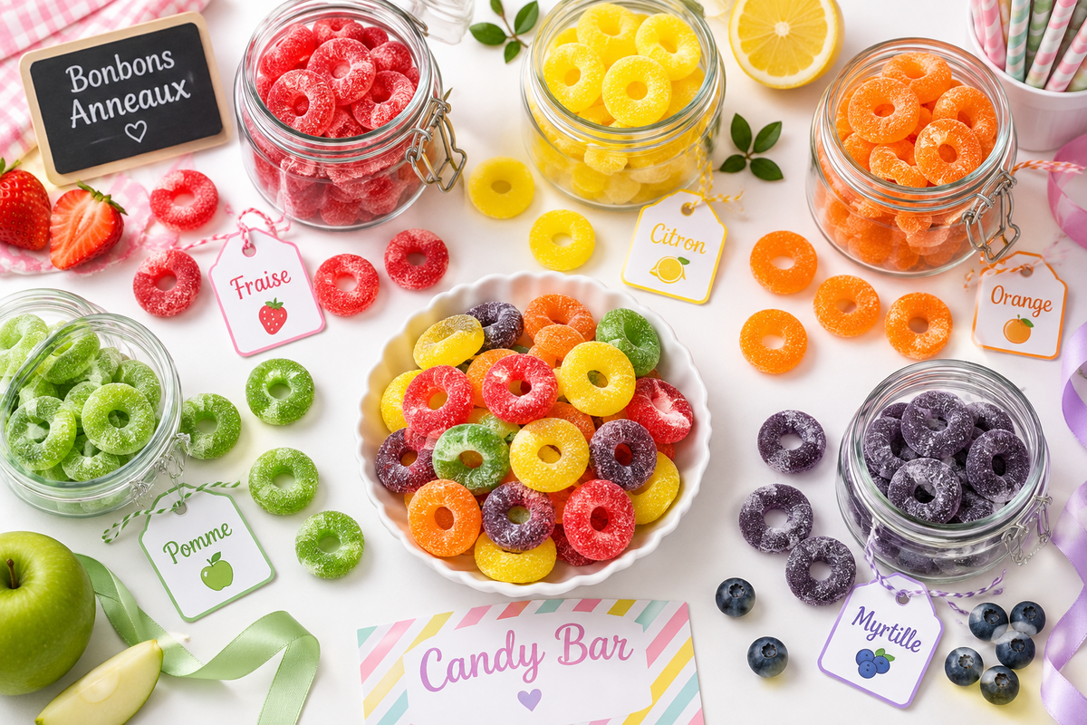 Bonbons anneaux : saveurs, couleurs et idées de candy bar