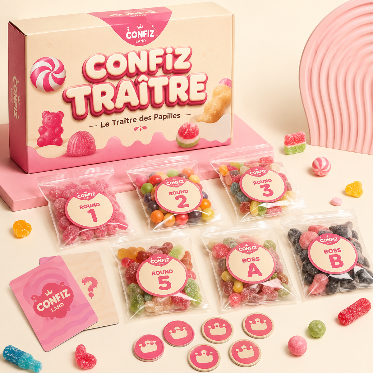 Jeu CONFIZ TRAÎTRE – jeu de dégustation et de bluff avec des bonbons – Confiz Land