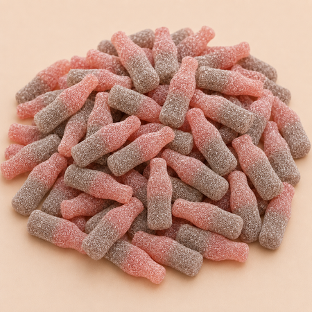 Bouteilles cherry cola sucrées