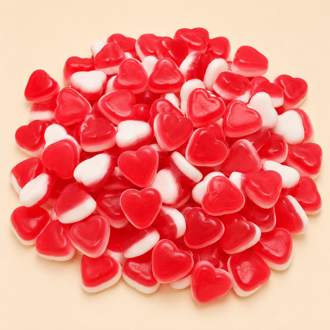Petits Coeurs fraise-crème lisses