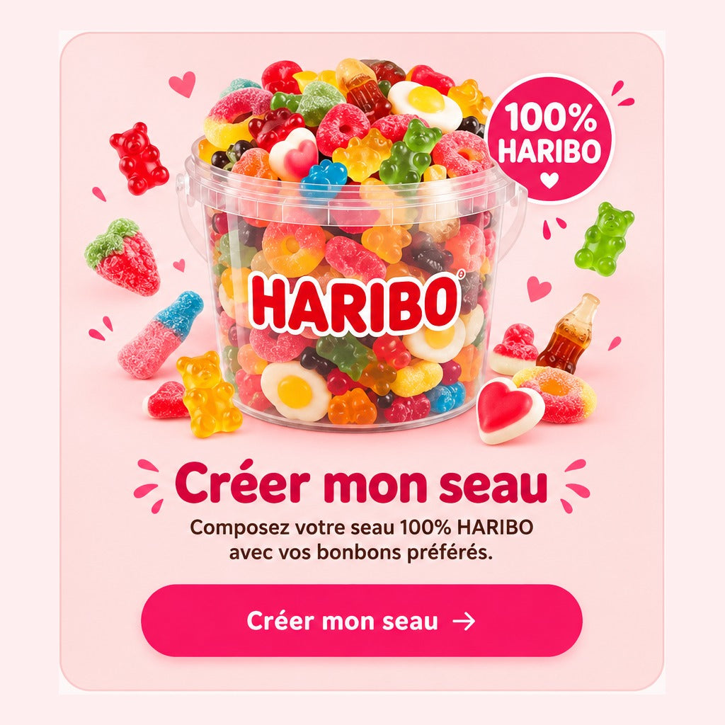 Seau Haribo personnalisé de 500 g de bonbons